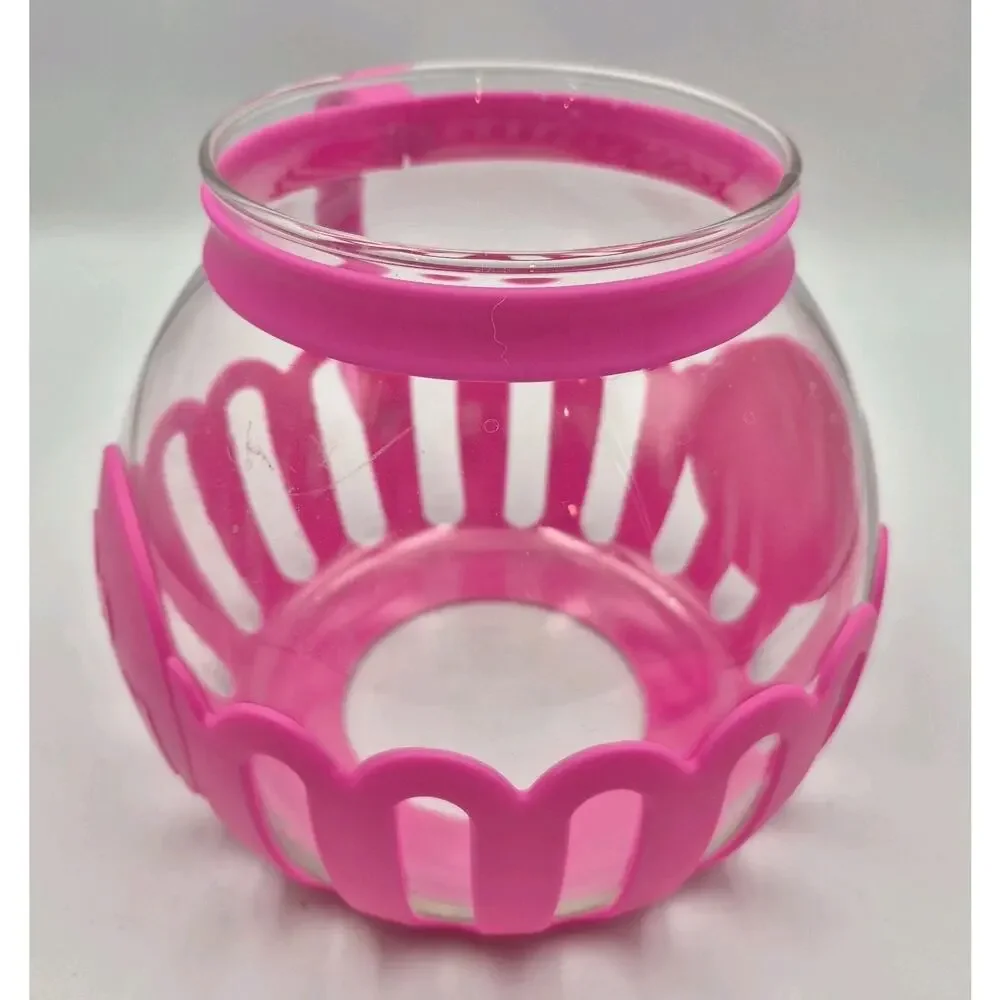 3-Qt Microwave Popcorn Popper Pink Silicone Wrapped Glass Never Used